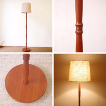 Floor lamp with telescopic in teak