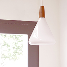Pendant lamp in glass&teak