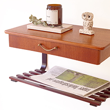 Wall shelf with drawer and rack in teak