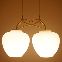 Bent Karlby / Chandelier in glass & brass