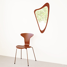 Organic formed medium mirror in teak
