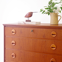 Large chest with key in teak