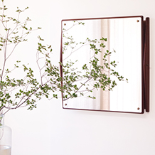 Angle Adjustable square mirror in teak