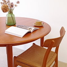 Round table with 1ex. in teak