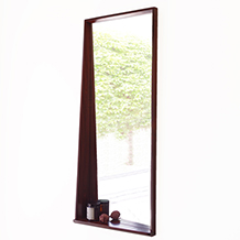 Asymmetric mirror with shelf in solid rosewood