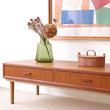 Audio cabinet with 2drawers in teak