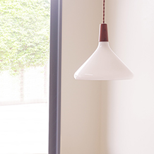 Pendant lamp in glass&teak