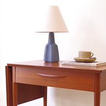 Drop leaf sewing table in teak