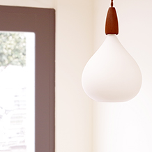 Pendant lamp in glass&teak