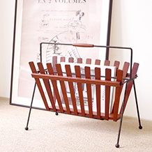 Magazine rack in teak and steel