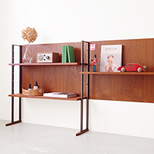 Display shelf in teak and steel
