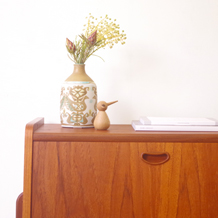 Cabinet with flip up door in teak