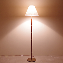 Floor lamp with telescopic in solid teak & brass
