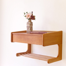 Wall shelf with drawer in teak&oak