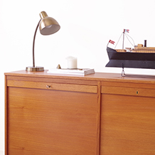 Double cabinet with tambour doors in teak