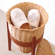 Sewing basket in teak&rattan with lid