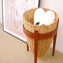 Sewing basket in teak&rattan
