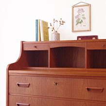 Bureau with mirror in teak