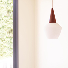 LYFA / Pendant lamp in glass & teak
