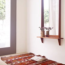 Large mirror with shelf