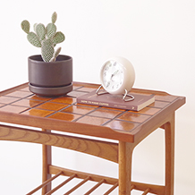 Tile top trolley in teak and oak