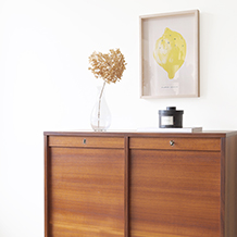 Double cabinet with tambour doors in teak