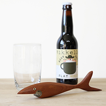 Shark Bottle Opener in solid teak