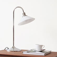 Table lamp in glass and steel