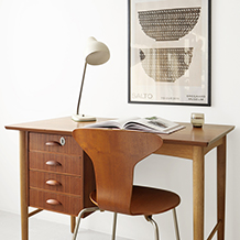 Desk with 4drawers in teak and oak