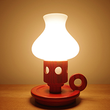 Table lamp in glass and pine