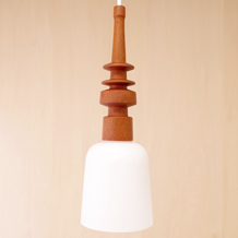 Wood Turning pendant lamp in solid teak