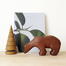 Polar bear figurine in solid teak