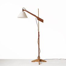 Adjustable floor lamp in teak and oak