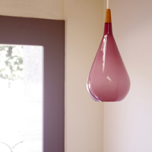 Holmegaard /Drop shaped pendant in grass&teak