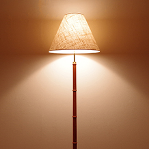 Floor lamp with telescopic in teak & brass