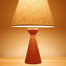 Table lamp in solid teak