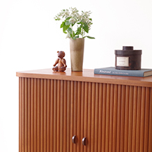 Cabinet with tambour doors in teak