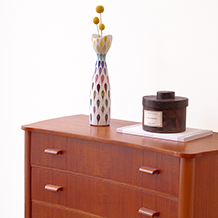 Organic shape chest of 3 drawers in teak