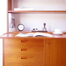 Bookshelf with writing board & key