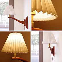 Movable bracket lamp in solid teak & brass