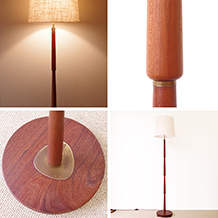Floor lamp with telescopic in solid teak & brass