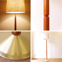 Floor lamp with Telescopic in teak and brass