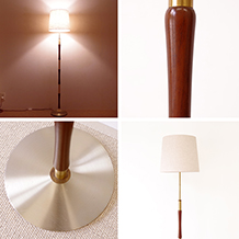 Floor lamp with telescopic in mahogany&brass