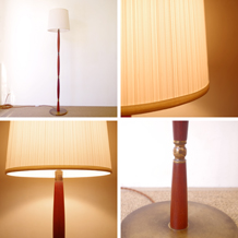 Floor lamp with telescopic in teak&brass
