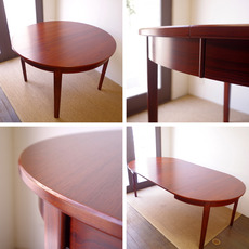 Round dining table in rosewood with 2 leavesをアップしました