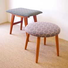 Stool with new fabric in mina perhonenを2脚アップしました