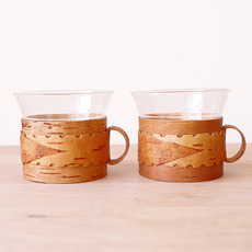 Naver / Set of 2birch Bark cup holders with glass をアップしました