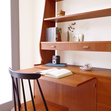 Bookshelf with sliding doors in teak&oak をアップしました