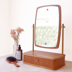 Standing mirror with drawer in teak をアップしました