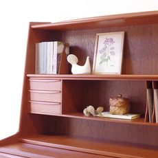 Bureau with bookcase and drawers in teak をアップしました